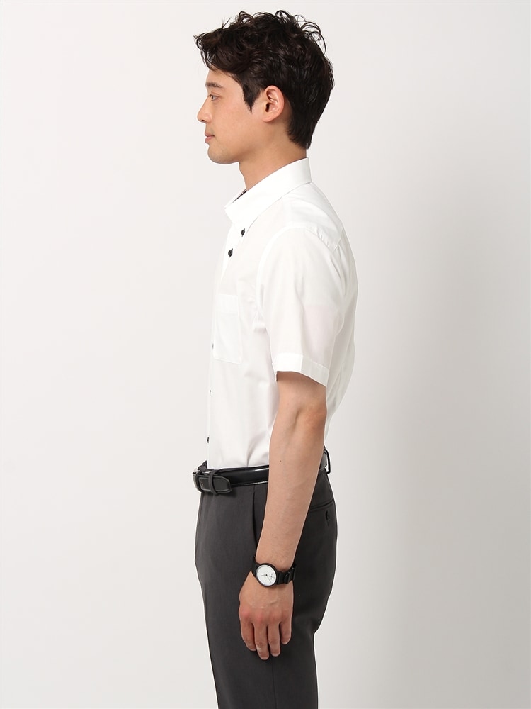 ワイシャツ／半袖／形態安定／ボタンダウンカラー／織柄／BASIC／ドレスシャツ1 ワイシャツ イージーケア