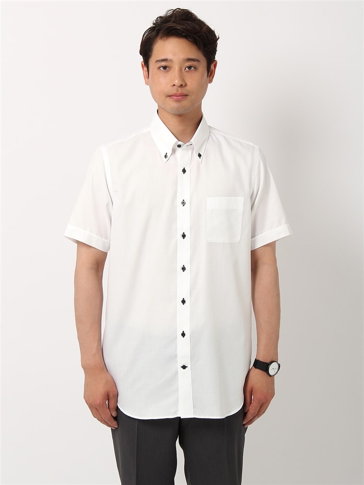 ワイシャツ／半袖／形態安定／ボタンダウンカラー／織柄／BASIC／ドレスシャツ3 形態安定 シャツ