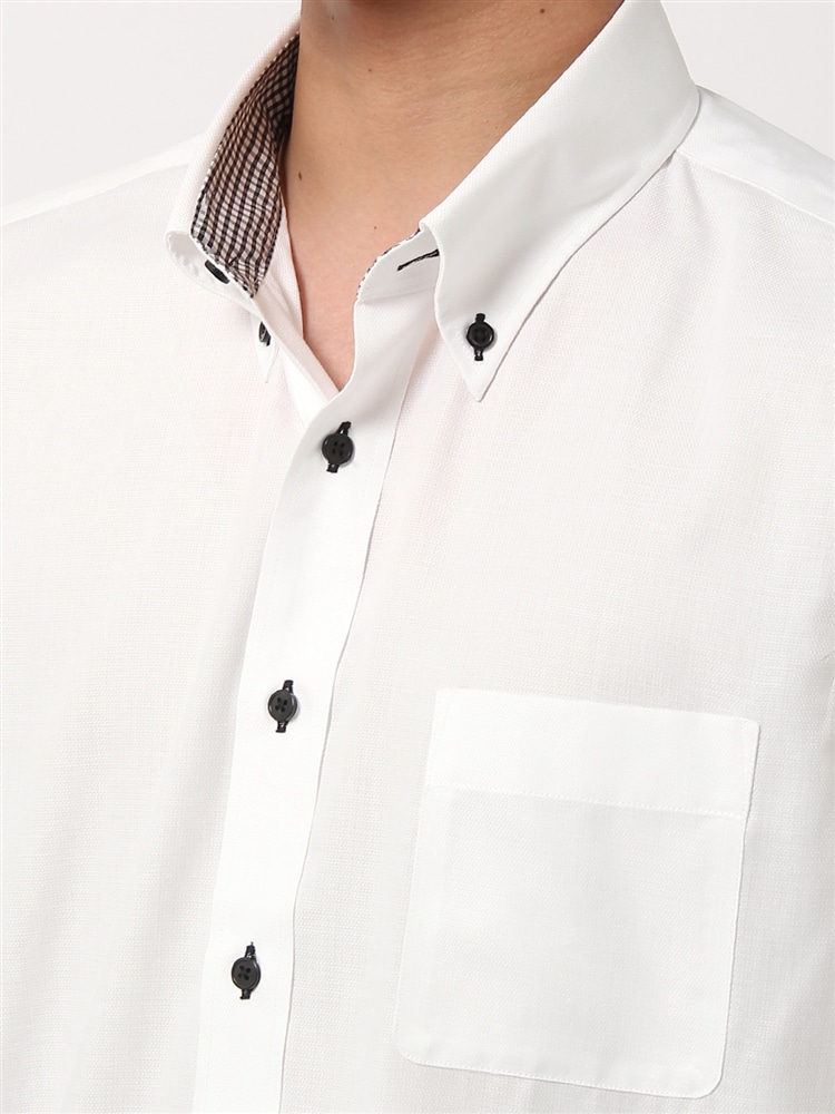ワイシャツ／半袖／形態安定／ボタンダウンカラー／織柄／BASIC／ドレスシャツ4 イージーケア シャツ