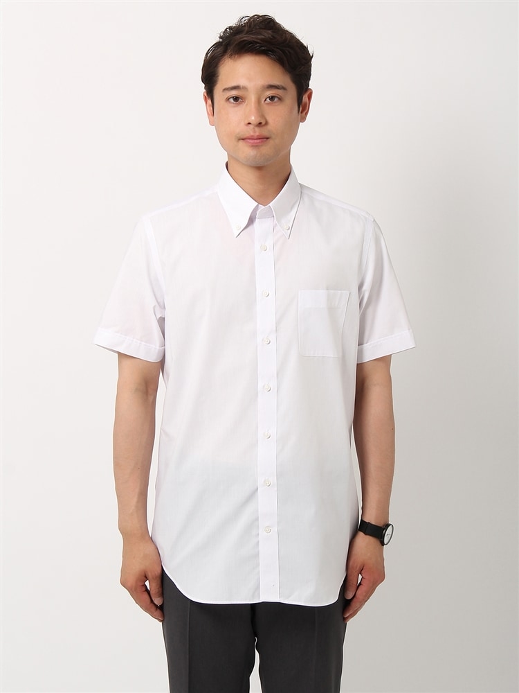 ワイシャツ／半袖／形態安定／ボタンダウンカラー／織柄／BASIC／ドレスシャツ3 ワイシャツ BASIC
