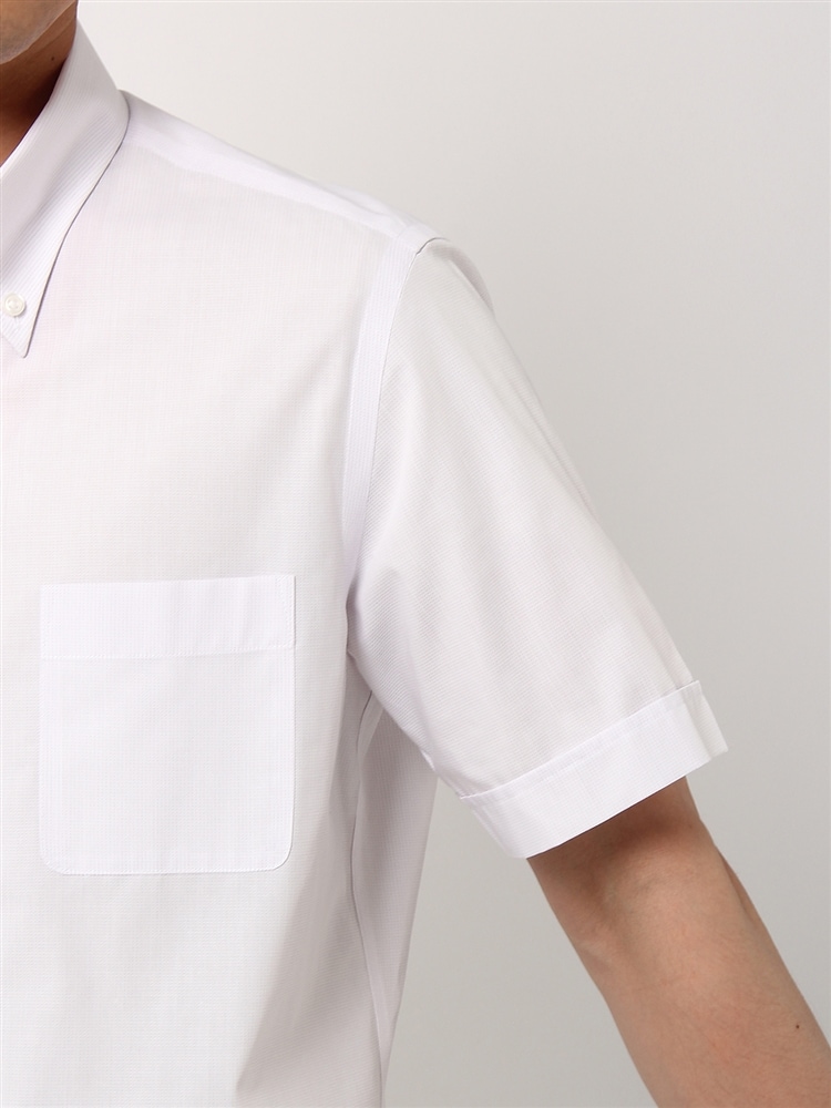 ワイシャツ／半袖／形態安定／ボタンダウンカラー／織柄／BASIC／ドレスシャツ5 ワイシャツ 織柄