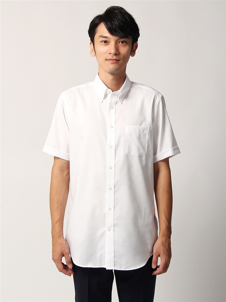 ワイシャツ／半袖／形態安定／ボタンダウンカラー／織柄／BASIC／ドレスシャツ3 ワイシャツ BASIC