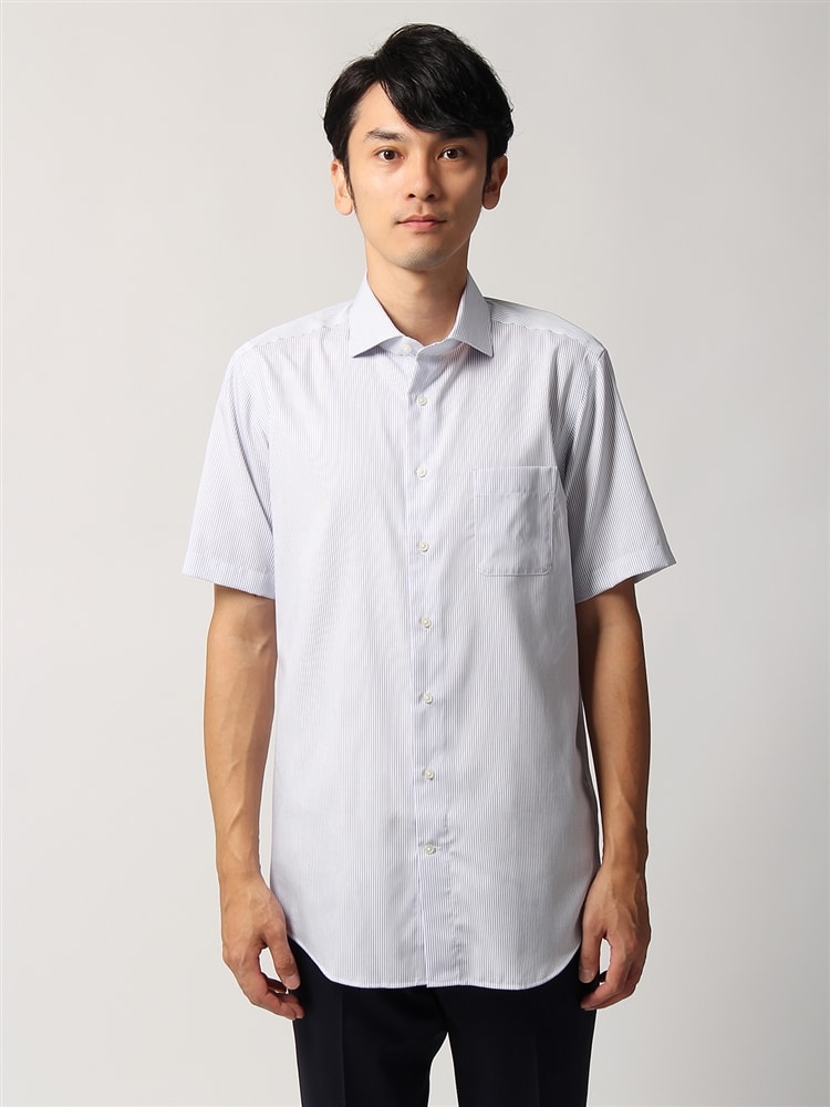 ワイシャツ／半袖／形態安定／ホリゾンタルカラー／ストライプ／BASIC／ドレスシャツ3 ワイシャツ BASIC