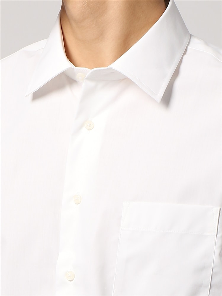 ワイシャツ／半袖／形態安定／RENU／ワイドカラー／無地／BASIC／ドレスシャツ4 ドレスシャツ ワイドカラー