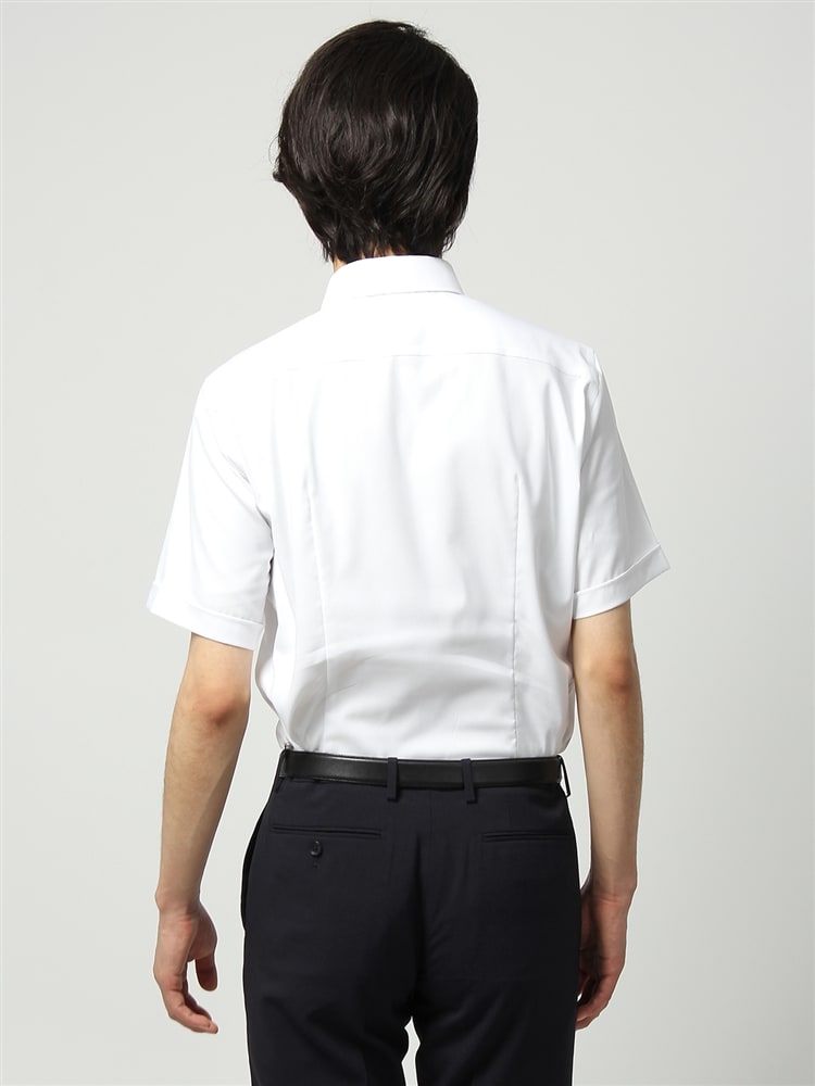 ワイシャツ／半袖／形態安定／COOL MAX／ボタンダウンカラー／織柄／FIT／ドレスシャツ2 ワイシャツ ホワイト