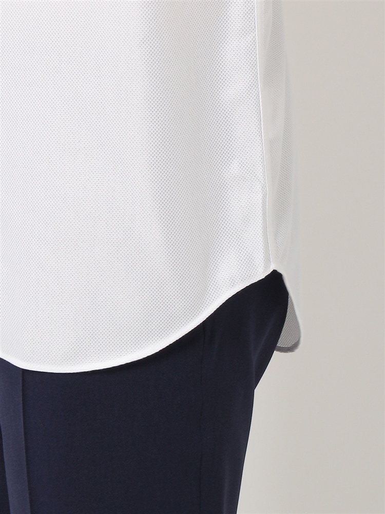 ワイシャツ／半袖／形態安定／COOL MAX／ボタンダウンカラー／織柄／FIT／ドレスシャツ6 ワイシャツ ホワイト