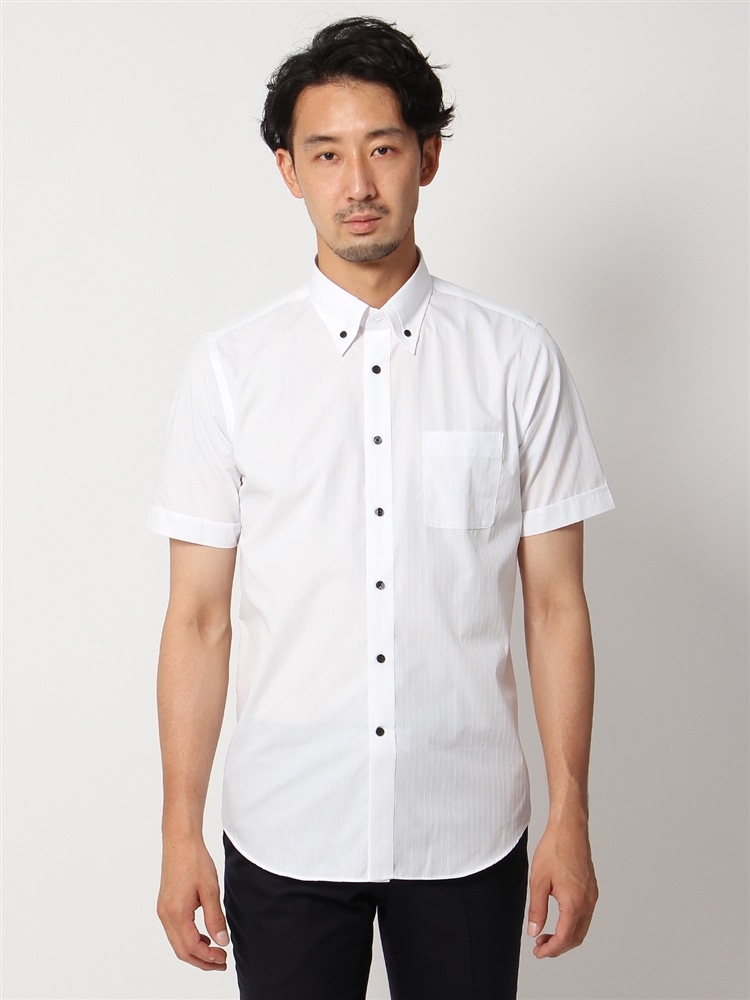 ワイシャツ／半袖／形態安定／マイターカラー／ストライプ／FIT／ドレスシャツ3