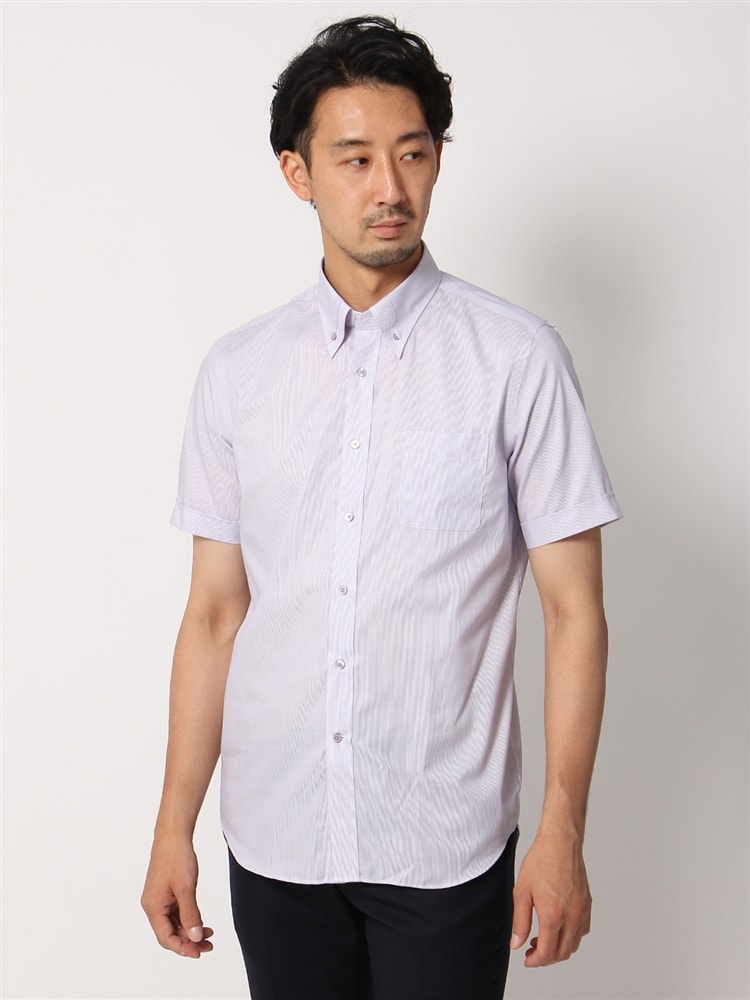 ワイシャツ／半袖／形態安定／マイターカラー／ストライプ／FIT／ドレスシャツ3
