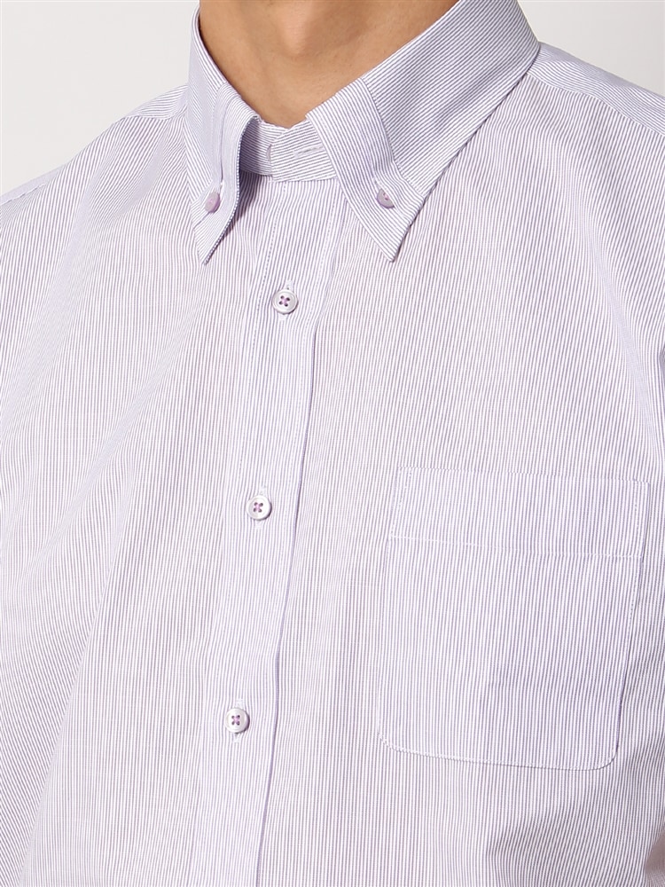 ワイシャツ／半袖／形態安定／マイターカラー／ストライプ／FIT／ドレスシャツ4