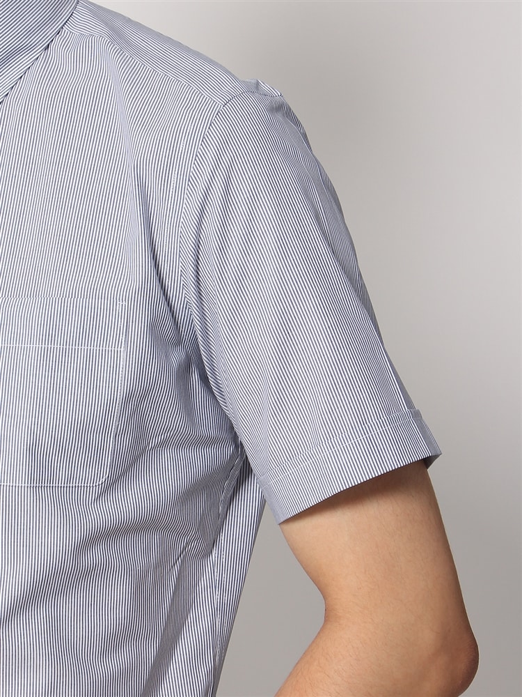 ワイシャツ／半袖／形態安定／マイターカラー／ストライプ／FIT／ドレスシャツ5