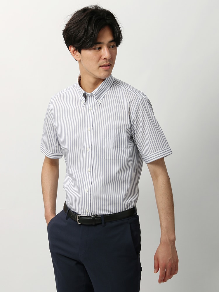 ワイシャツ／半袖／形態安定／COOL MAX／ボタンダウンカラー／BASIC／ドレスシャツ0 形態安定 ワイシャツ