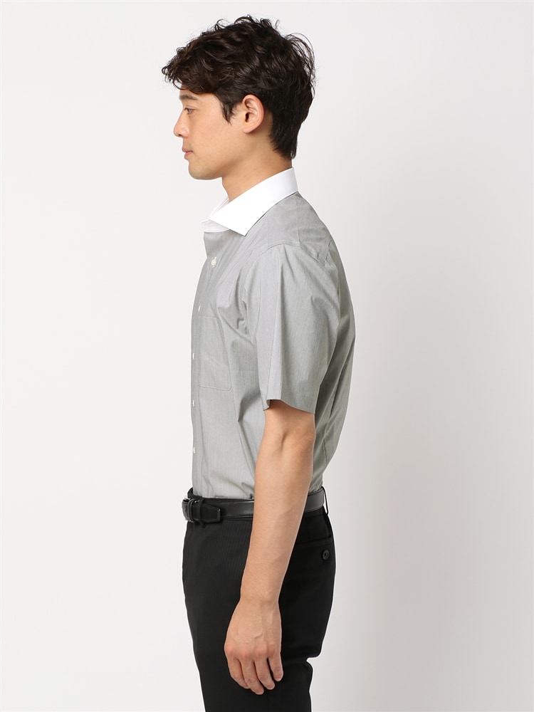 ワイシャツ／半袖／形態安定／COOL MAX／クレリックカラー／織柄／BASIC／ドレスシャツ1 ワイシャツ イージーケア