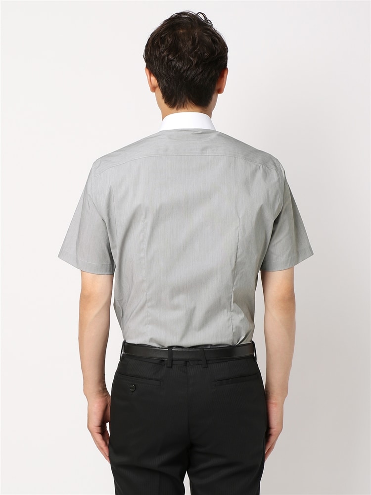 ワイシャツ／半袖／形態安定／COOL MAX／クレリックカラー／織柄／BASIC／ドレスシャツ2 ドレスシャツ 形態安定
