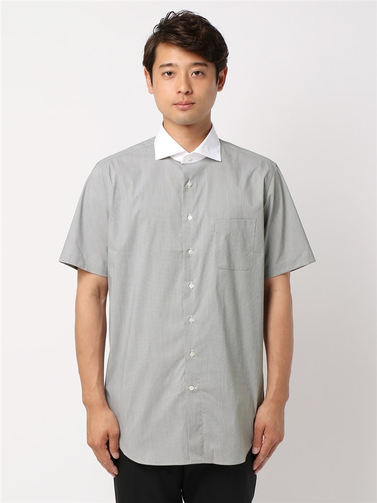 ワイシャツ／半袖／形態安定／COOL MAX／クレリックカラー／織柄／BASIC／ドレスシャツ3 形態安定 シャツ