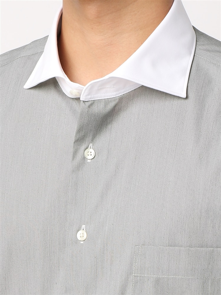 ワイシャツ／半袖／形態安定／COOL MAX／クレリックカラー／織柄／BASIC／ドレスシャツ4 イージーケア シャツ