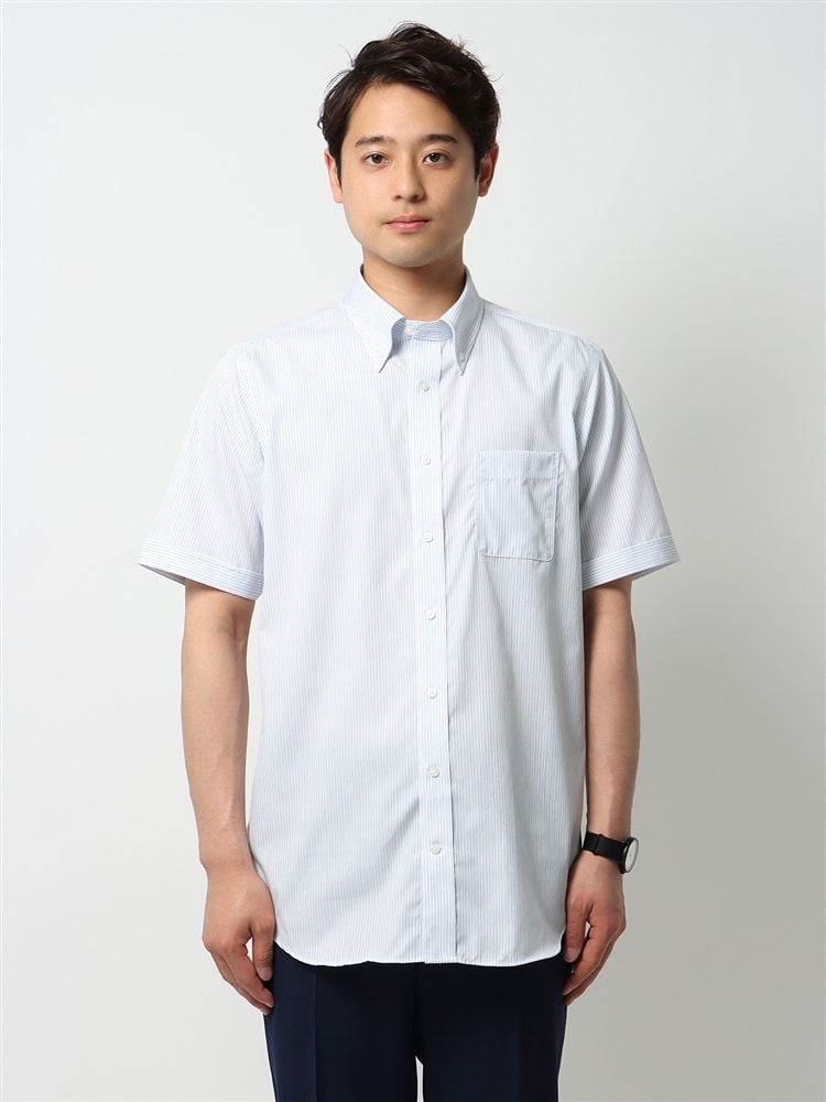 ワイシャツ／半袖／形態安定／ボタンダウンカラー／ストライプ／BASIC／ドレスシャツ3 ワイシャツ ストライプ
