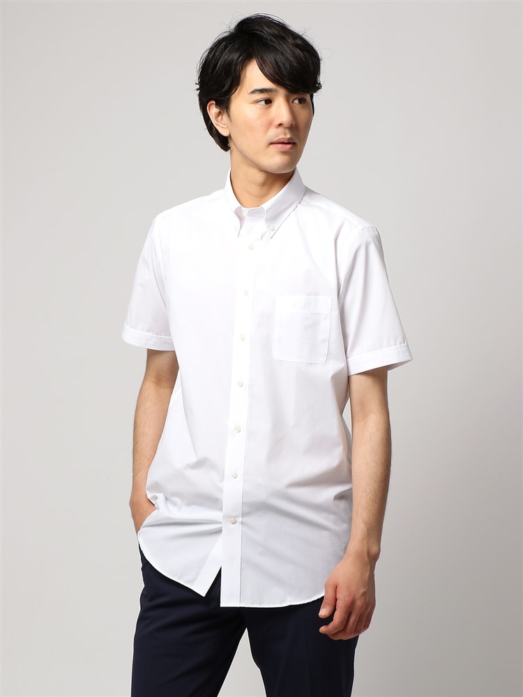 ワイシャツ／半袖／形態安定／ボタンダウンカラー／無地／BASIC／ドレスシャツ3 ワイシャツ BASIC