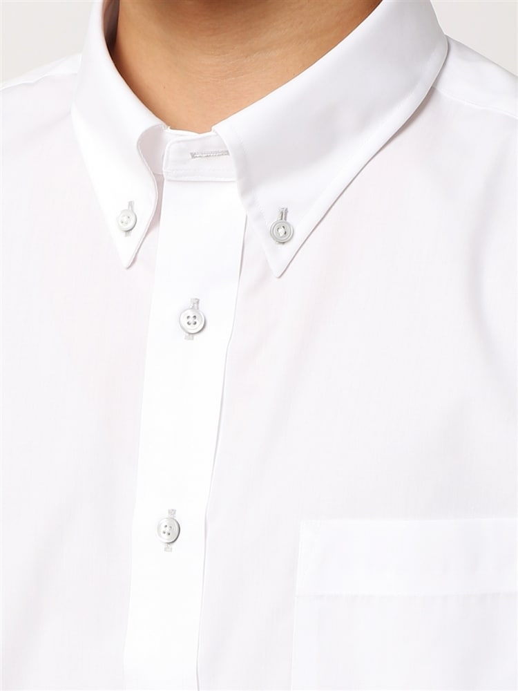 ワイシャツ／半袖／形態安定／ボタンダウンカラー／無地／BASIC／ドレスシャツ4 ワイシャツ ホワイト