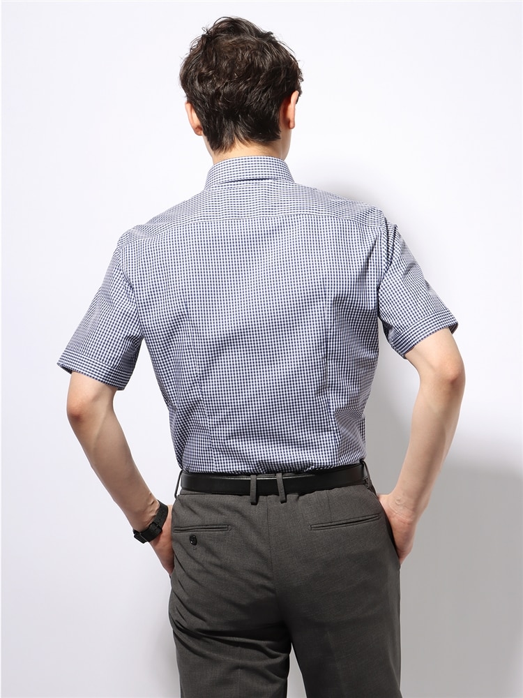 ワイシャツ／半袖／形態安定／COOL MAX／ボタンダウンカラー／チェック／FIT／ドレスシャツ2 形態安定 シャツ