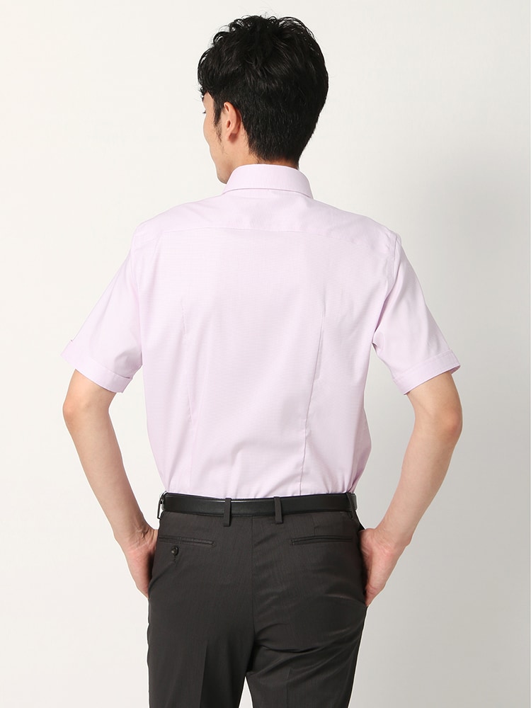 ワイシャツ／半袖／形態安定／COOL MAX／ボタンダウンカラー／織柄／FIT／ドレスシャツ2 ドレスシャツ 形態安定