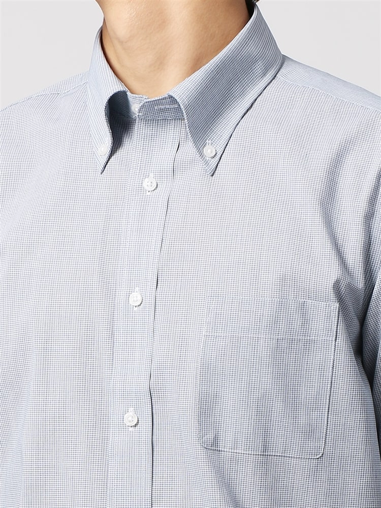 ワイシャツ／半袖／形態安定／ボタンダウンカラー／チェック／FIT／ドレスシャツ4 半袖 ワイシャツ