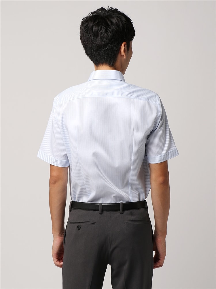 ワイシャツ／半袖／形態安定／ボタンダウンカラー／ストライプ／FIT／ドレスシャツ2 ドレスシャツ 形態安定