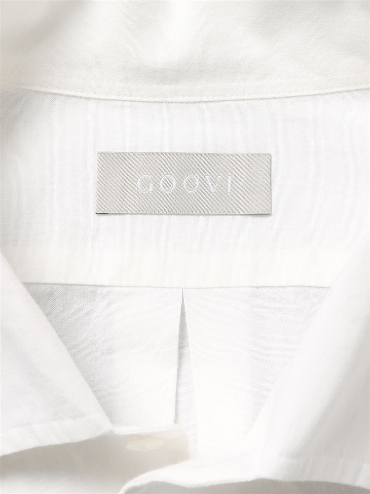 GOOVI／ワンピースカラーシャツ／長袖／和紙×コットンシャンブレーボイル／無地7 ホワイト 無地