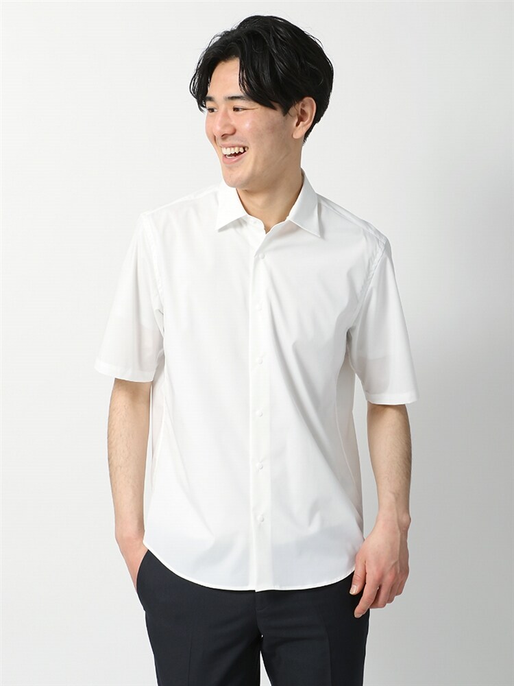 ACTIVE／RENUストレッチ スナップボタンワイドカラー半袖シャツ1 半袖 シャツ