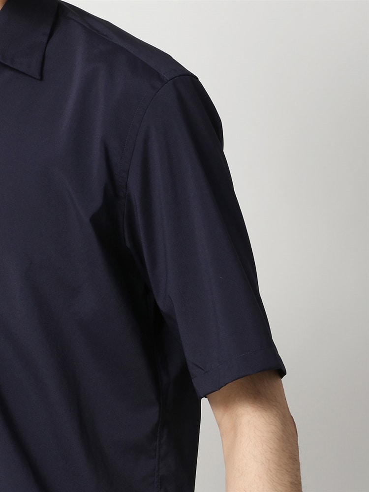 ワイドカラーシャツ／スナップボタン／半袖／ストレッチ／RENU／ACTIVE5 スナップボタン シャツ