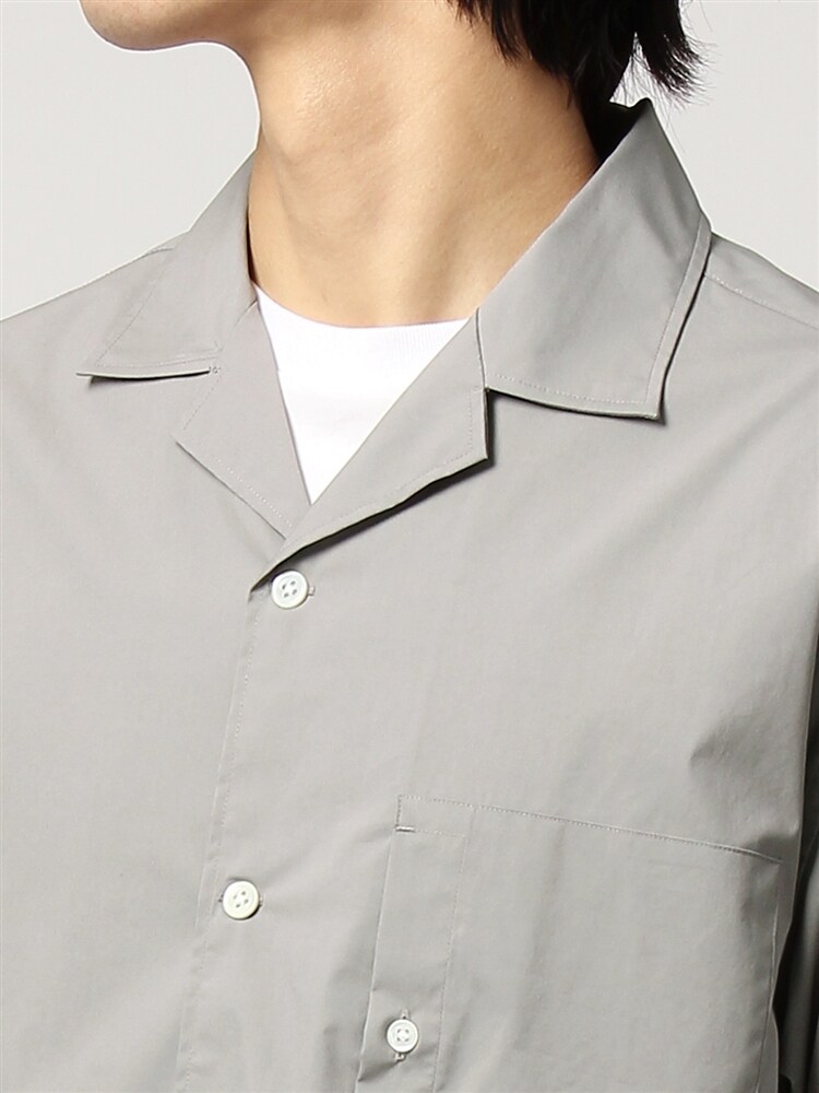 オープンカラーシャツ／半袖／ウォッシャブル／タイプライターバイオストレッチ／ACTIVE3 グレー シャツ