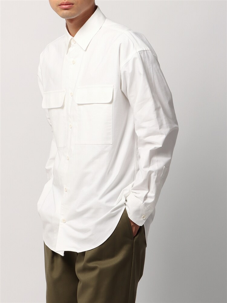 RAXA／ウォッシャブル／コットン フラップポケットワークシャツ0 オーバーサイズ ワークシャツ