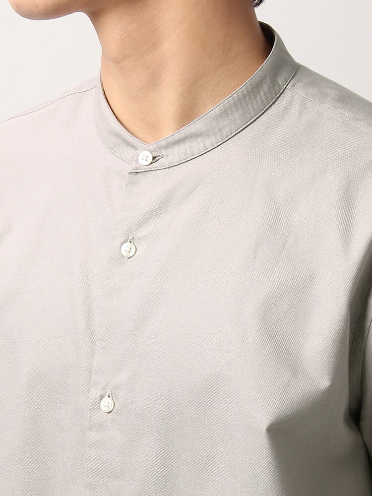 TREND／コットンオックス オーバーサイズバンドカラーシャツ3 オーバーサイズ シャツ