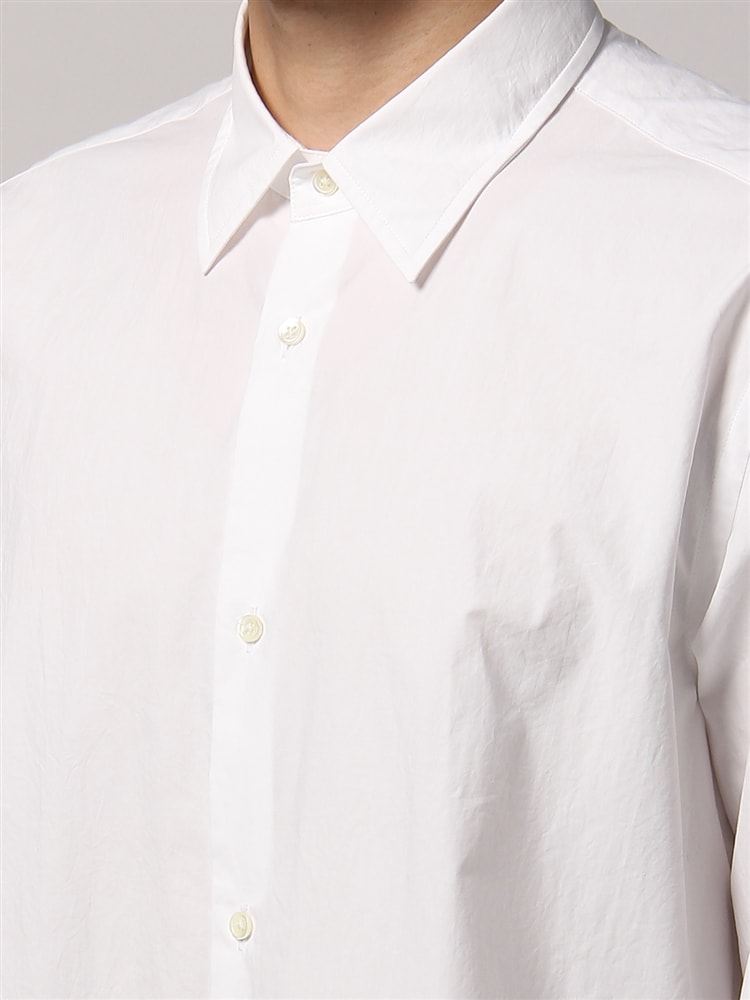 ウォッシャブル／コットンタイプライターレギュラーカラーワッシャーシャツ4 ホワイト シャツ