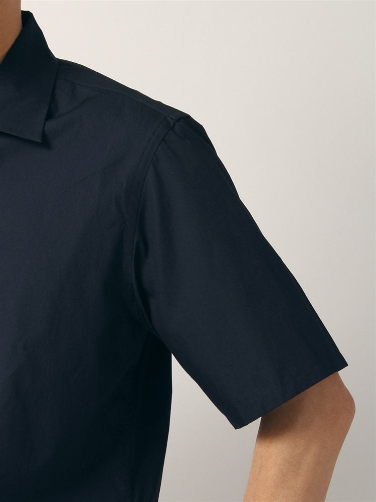 ウォッシャブル／SUVINコットンタイプライター ジャストルーズ半袖オープンカラーシャツ (ULC21003-MB)