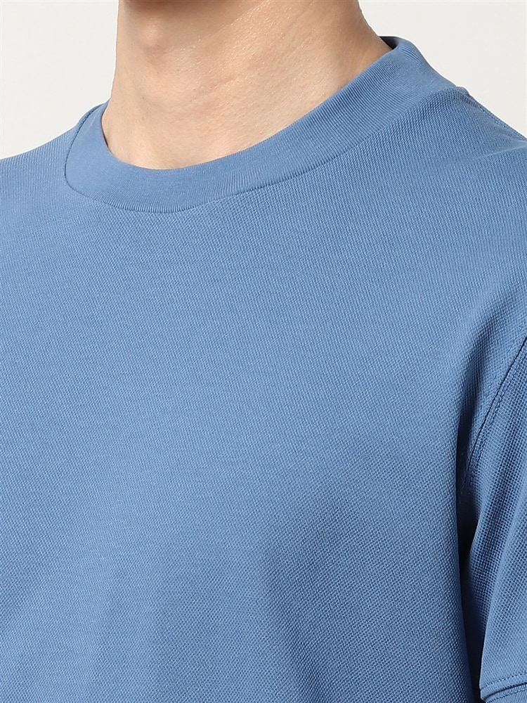 オフィT／Tシャツ／半袖／ウォッシャブル／接触冷感／プレーティング鹿の子／COMMUTECH4 ウォッシャブル ブルー