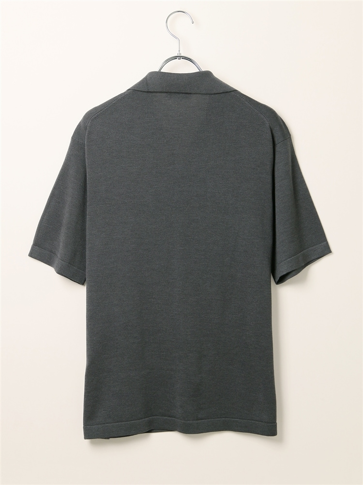 オープンカラーニットシャツ／半袖／ウォッシャブル／コットンアクリルハイゲージ天竺9 半袖 ニットシャツ