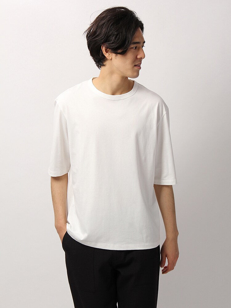 TREND／セミシルケット天竺 クルーネックオーバーサイズ半袖Tシャツ1