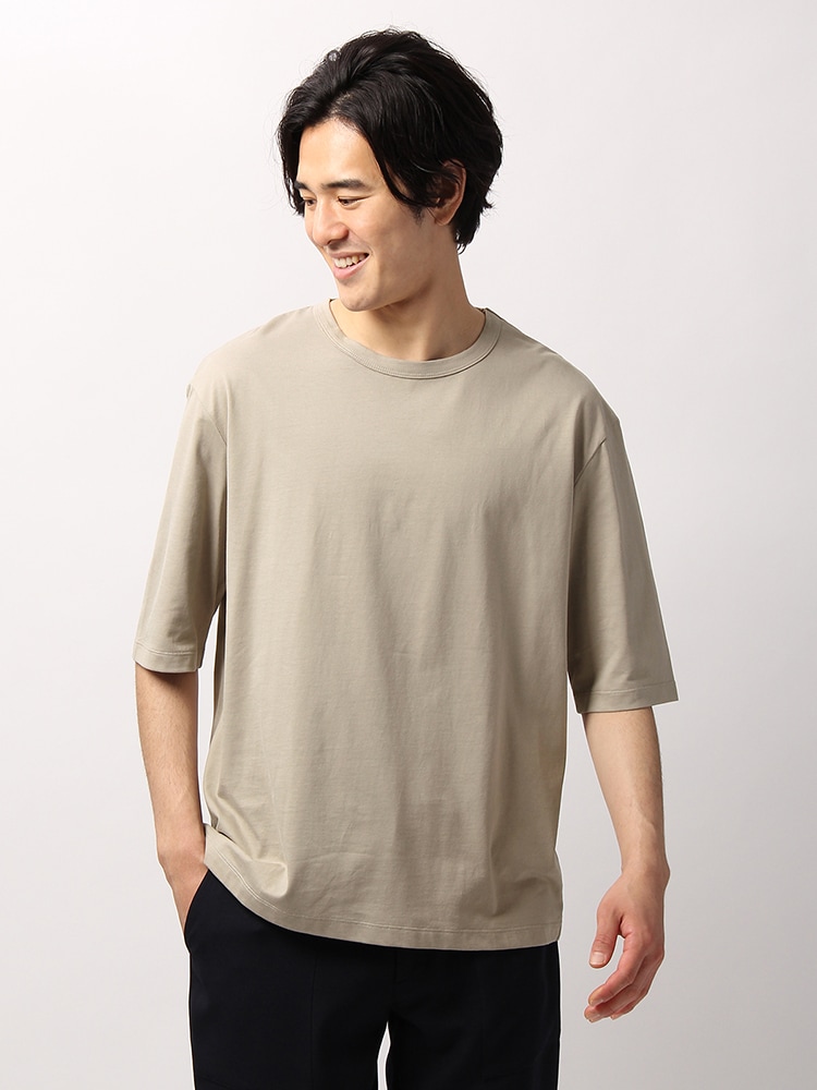 TREND／セミシルケット天竺 クルーネックオーバーサイズ半袖Tシャツ