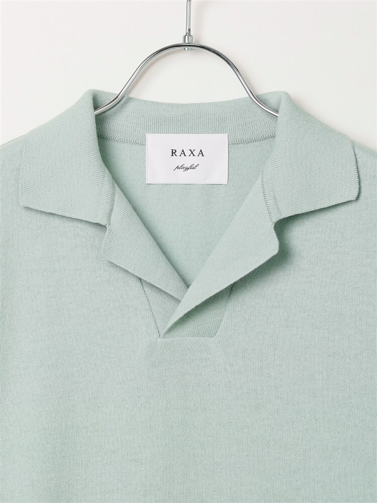 RAXA／スキッパーニットポロシャツ／半袖／ウォッシャブル／コットンリネン／無地4 コットン リネン