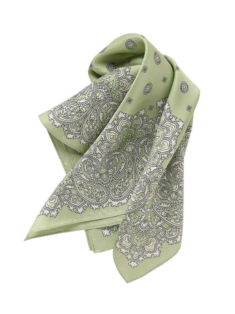 destyle／JAPAN QUALITY／シルクツイル オリエンタル柄プチスカーフ0 スカーフ グリーン