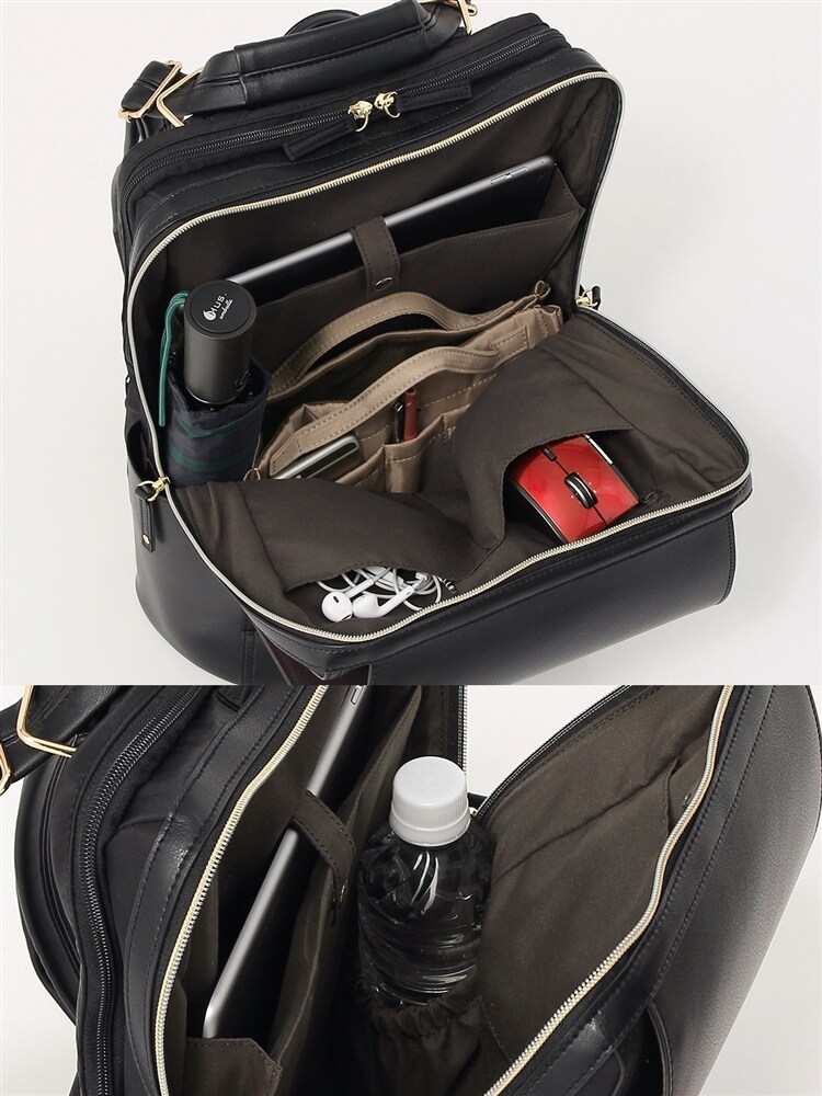 destyle／フェイクレザー＆ナイロン インバッグ付き2WAYバックパック「ギュッ！ク」8 a5サイズ バッグ