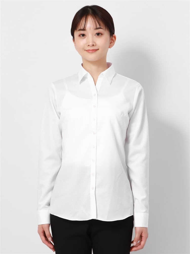 スキッパーカラーシャツ／NON IRON MAX／無地／destyle／Blouse1 形態安定 シャツ