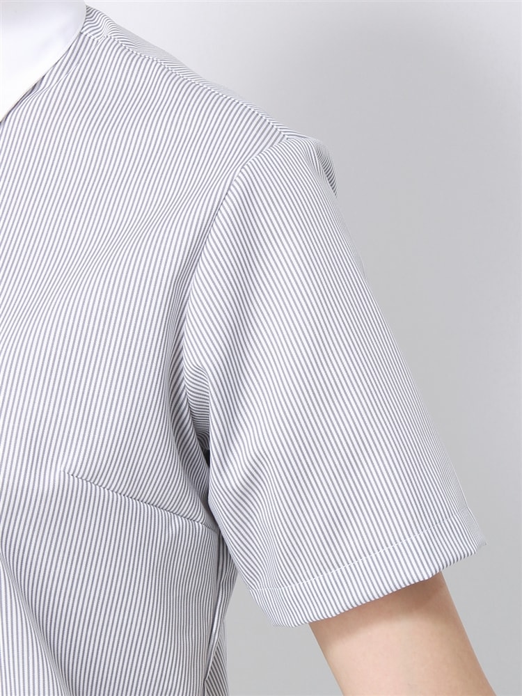 クレリック＆レギュラーカラーシャツ／半袖／NON IRON／ストライプ／Blouse5 コットン シャツ