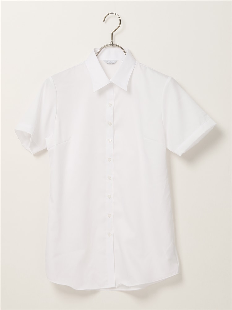 レギュラーカラーシャツ／半袖／NON IRON MAX／無地／destyle／Blouse9 ホワイト シャツ