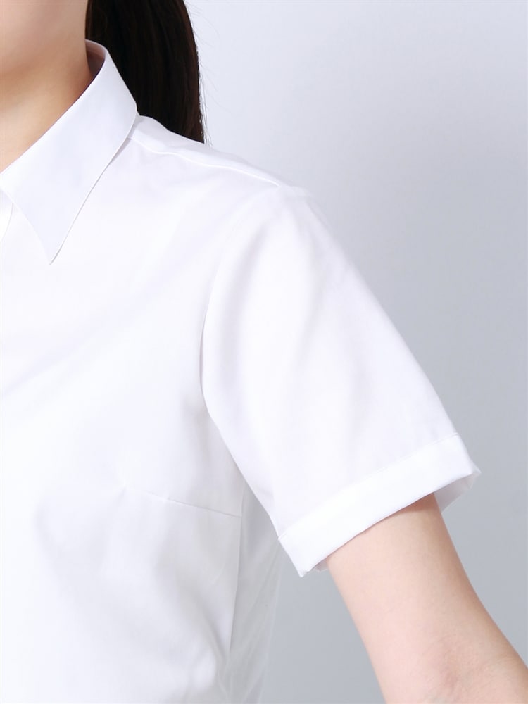 スキッパーカラーシャツ／半袖／NON IRON MAX／無地／destyle／Blouse5 形態安定 シャツ