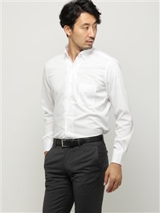 ワイシャツ／長袖／形態安定／COOL MAX／イタリアンカラー／織柄／ドレスシャツ
