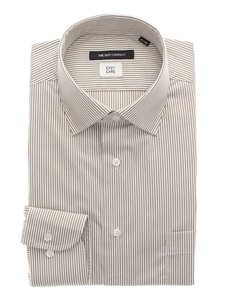 ワイシャツ／長袖／形態安定／再生繊維／ワイドカラー／ストライプ／BASIC／ドレスシャツ