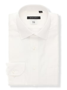 ワイシャツ／長袖／形態安定／再生繊維／ワイドカラー／ヘリンボーン／BASIC／ドレスシャツ