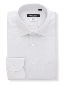 BASIC／再生繊維／ワイドカラードレスシャツ 織柄