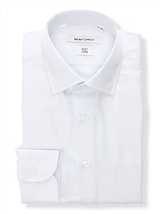 ワイシャツ／長袖／形態安定／再生繊維／ワイドカラー／ストライプ／FIT／ドレスシャツ